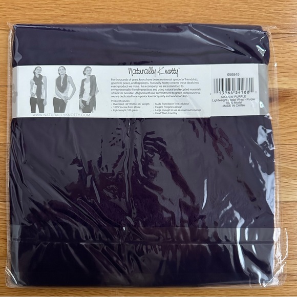 Naturally Knotty Lightweight Modal purple oversize soft wrap scarf - 100% modal - Picture 2 of 5